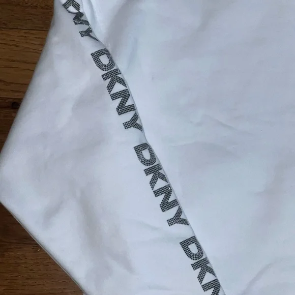 DKNY Sport White Hoodie Rhinestone Sleeves - Picture 9 of 9